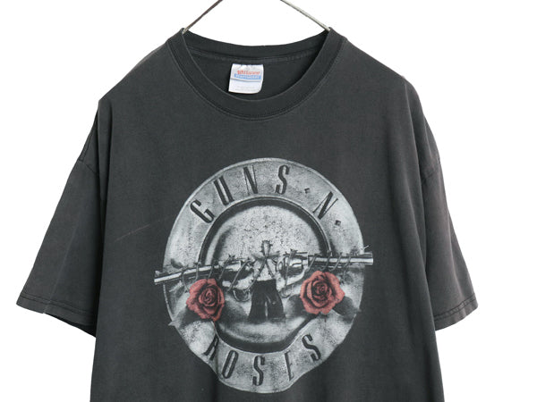 00s ガンズアンドローゼズ イラスト プリント Tシャツ メンズ XL / オールド ローズ グラフィック アート バンド ロック 大きいサイズ 黒