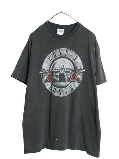 00s ガンズアンドローゼズ イラスト プリント Tシャツ メンズ XL / オールド ローズ グラフィック アート バンド ロック 大きいサイズ 黒