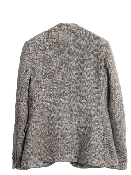 80s USA製 ハリスツイード テーラード ジャケット レディース S 程/ 古着 ヴィンテージ ツイード ウール ブレザー ヘリンボーン ストライプ