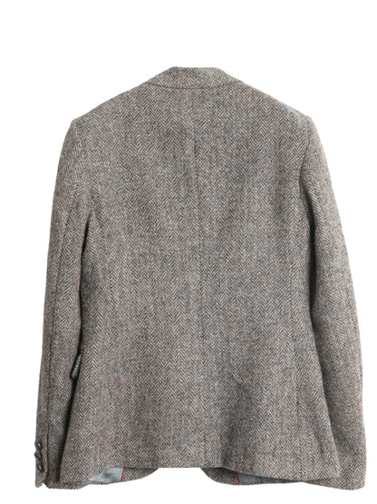 80s USA製 ハリスツイード テーラード ジャケット レディース S 程/ 古着 ヴィンテージ ツイード ウール ブレザー ヘリンボーン ストライプ