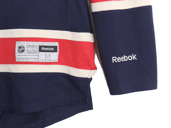 レンジャーズ メッシュ ホッケー ジャージ メンズ M 古着 NHL オフィシャル リーボック アイスホッケー ユニフォーム 重ね着 ゲームシャツ