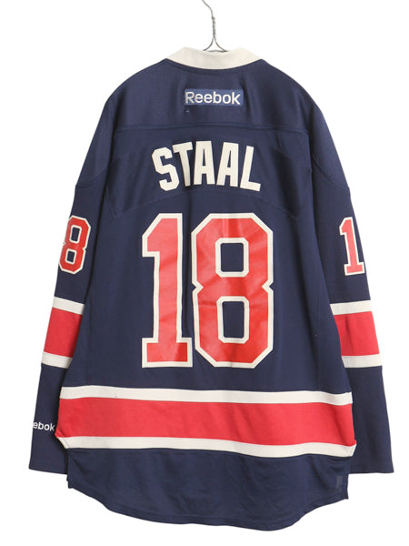 レンジャーズ メッシュ ホッケー ジャージ メンズ M 古着 NHL オフィシャル リーボック アイスホッケー ユニフォーム 重ね着 ゲームシャツ