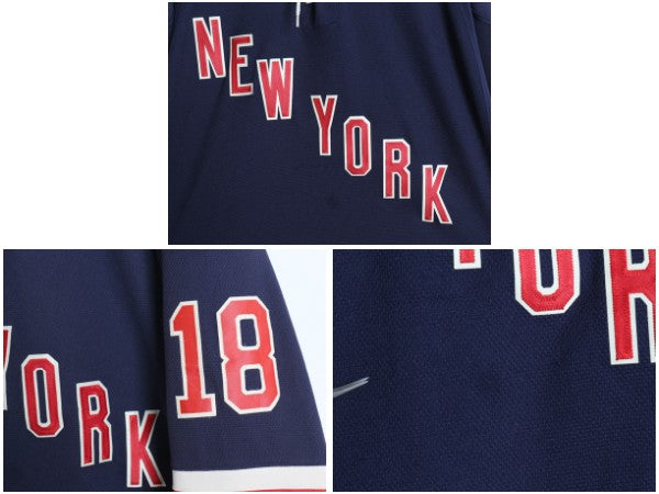 レンジャーズ メッシュ ホッケー ジャージ メンズ M 古着 NHL オフィシャル リーボック アイスホッケー ユニフォーム 重ね着 ゲームシャツ