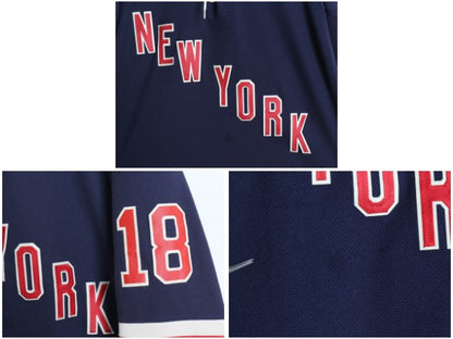 レンジャーズ メッシュ ホッケー ジャージ メンズ M 古着 NHL オフィシャル リーボック アイスホッケー ユニフォーム 重ね着 ゲームシャツ