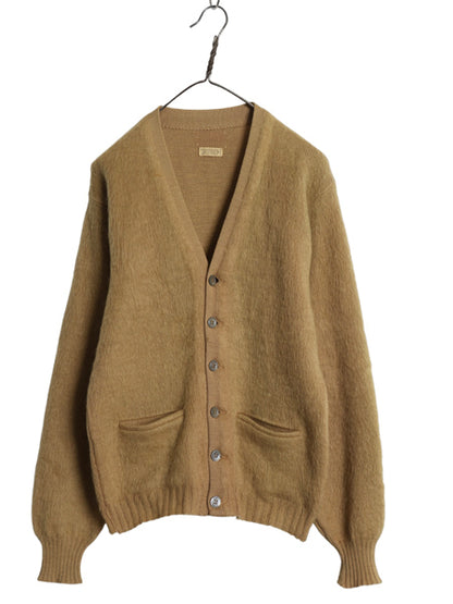 60s USA製 ★ LORD JEFF モヘア ニット カーディガン メンズ M ヴィンテージ ウール セーター 毛足 シャギー 前開き ポケット付き グランジ