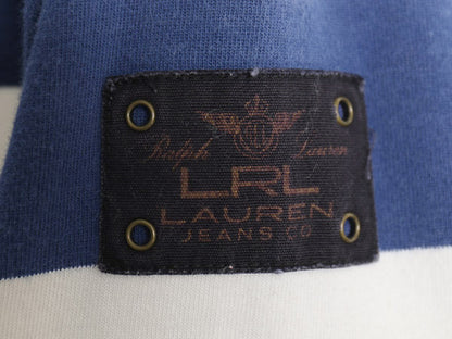 00s ラルフローレン ボーダー Tシャツ ワンピース レディース XL オールド ポロ 7分丈 ひざ丈 レースアップスリーブ 大きいサイズ きれいめ