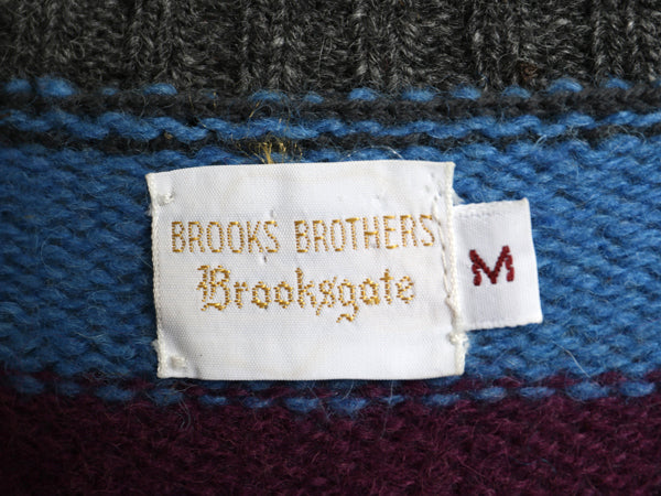 70s 80s ★ ブルックスブラザーズ ボーダー ニット セーター メンズ M 古着 ヴィンテージ BROOKSGATE シェットランド ウール マルチカラー