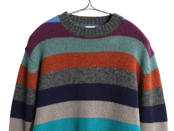 70s 80s ★ ブルックスブラザーズ ボーダー ニット セーター メンズ M 古着 ヴィンテージ BROOKSGATE シェットランド ウール マルチカラー