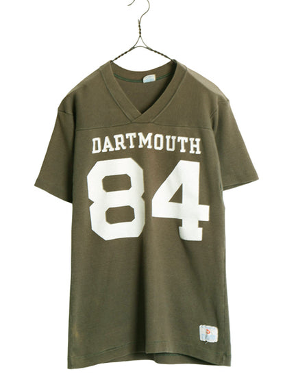 70s USA製 ★ チャンピオン ダートマス カレッジ プリント 半袖 フットボール Tシャツ メンズ S 小さめ XS ヴィンテージ バータグ フェード