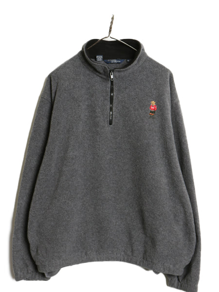 90s USA製 ポロベア 初期 ポロスポーツ ラルフローレン ハーフジップ フリース ジャケット メンズ XL  オールド プルオーバー 大きいサイズ