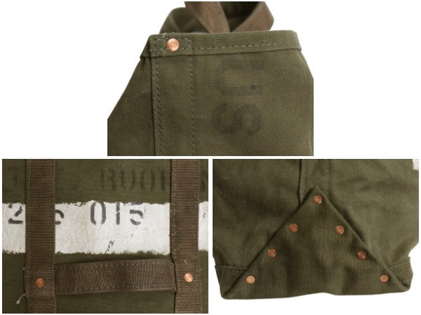 GRABオリジナル ハンドメイド キャンバス コールバッグ / ヴィンテージ 50s US ARMY ミリタリー ダッフル コットン トート ツール オリーブ