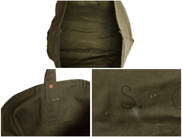 GRABオリジナル ハンドメイド キャンバス コールバッグ / ヴィンテージ 50s US ARMY ミリタリー ダッフル コットン トート ツール オリーブ