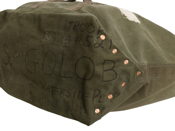 GRABオリジナル ハンドメイド キャンバス コールバッグ / ヴィンテージ 50s US ARMY ミリタリー ダッフル コットン トート ツール オリーブ