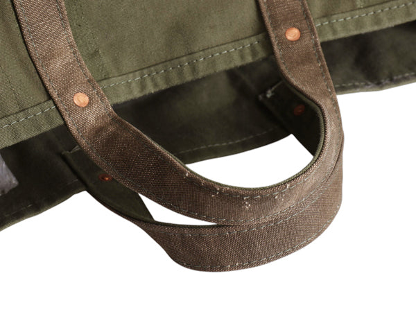GRABオリジナル ハンドメイド キャンバス コールバッグ / ヴィンテージ 50s US ARMY ミリタリー ダッフル コットン トート ツール オリーブ