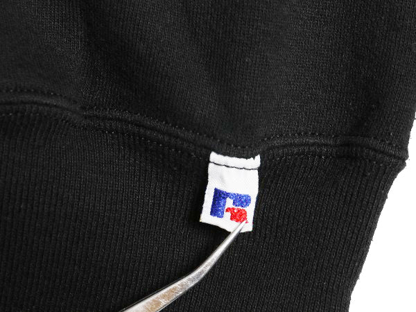 90s USA製 ラッセル 無地 スウェット メンズ レディース XL オールド トレーナー 前V 裏起毛 ワンポイント ブランク 大きいサイズ ブラック