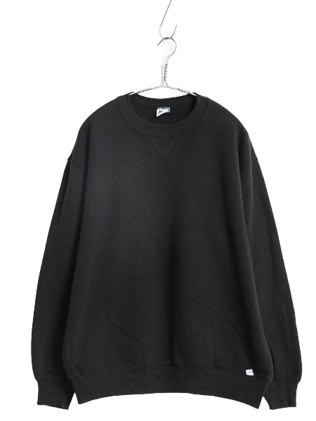 90s USA製 ラッセル 無地 スウェット メンズ レディース XL オールド トレーナー 前V 裏起毛 ワンポイント ブランク 大きいサイズ ブラック