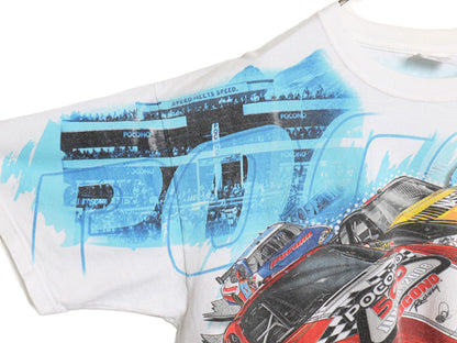 00s ナスカー 全面 イラスト プリント Tシャツ メンズ XL オールド オフィシャル グラフィック モータースポーツ レース 大きいサイズ 白
