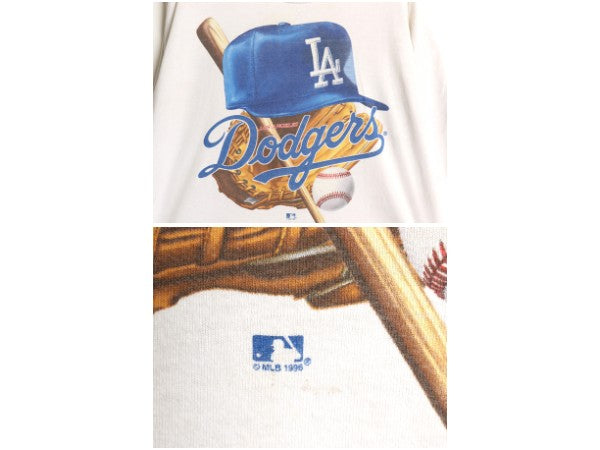 90s USA製 ドジャース イラスト プリント Tシャツ メンズ XL / オールド MLB オフィシャル 大リーグ アート シングルステッチ 大きいサイズ
