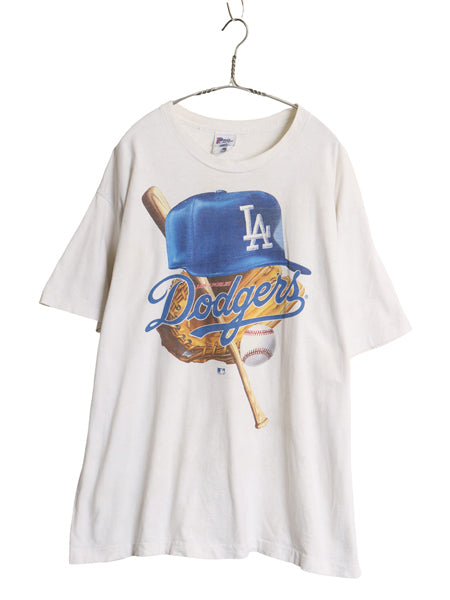 90s USA製 ドジャース イラスト プリント Tシャツ メンズ XL / オールド MLB オフィシャル 大リーグ アート シングルステッチ 大きいサイズ