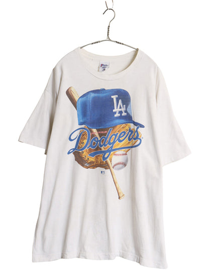 90s USA製 ドジャース イラスト プリント Tシャツ メンズ XL / オールド MLB オフィシャル 大リーグ アート シングルステッチ 大きいサイズ