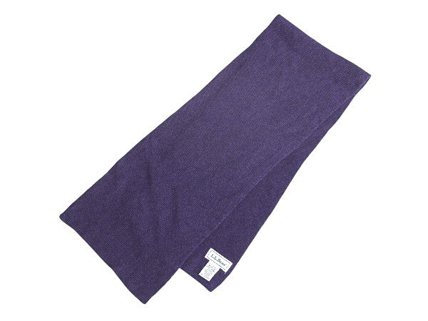 90s エルエルビーン リブ編み 100% カシミア ニット マフラー レディース メンズ / オールド ストール 無地 紫 防寒 シンプル カジュアル