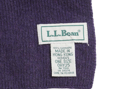 90s エルエルビーン リブ編み 100% カシミア ニット マフラー レディース メンズ / オールド ストール 無地 紫 防寒 シンプル カジュアル