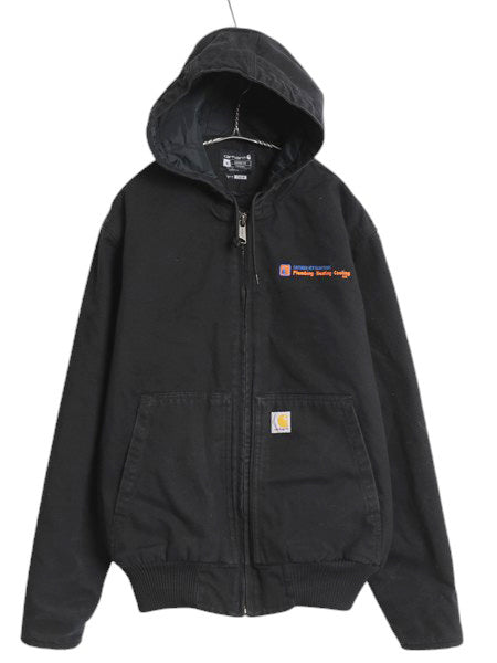 US企画 カーハート アクティブ ジャケット メンズ M / ワーク ダック パーカー 中綿 キルティング ライナー フルジップ ブルゾン 企業 黒