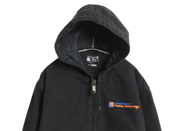 US企画 カーハート アクティブ ジャケット メンズ M / ワーク ダック パーカー 中綿 キルティング ライナー フルジップ ブルゾン 企業 黒