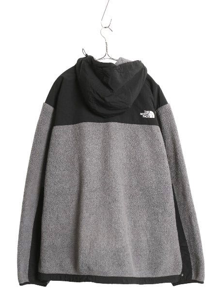 ノースフェイス フード付き デナリ ジャケット メンズ XXL / 古着 フリース ナイロン パーカー ジャンパー フルジップ 大きいサイズ 黒 灰