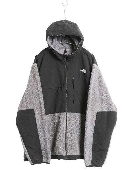 ノースフェイス フード付き デナリ ジャケット メンズ XXL / 古着 フリース ナイロン パーカー ジャンパー フルジップ 大きいサイズ 黒 灰