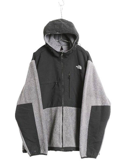 ノースフェイス フード付き デナリ ジャケット メンズ XXL / 古着 フリース ナイロン パーカー ジャンパー フルジップ 大きいサイズ 黒 灰