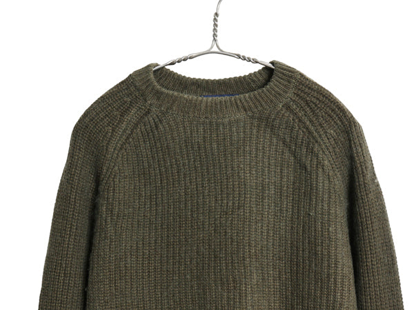 ポロ ラルフローレン チャンキー ニット セーター メンズ S ウール カシミヤ リブ編み クルーネック ミドルゲージ シンプル ゆったり 無地