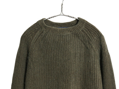 ポロ ラルフローレン チャンキー ニット セーター メンズ S ウール カシミヤ リブ編み クルーネック ミドルゲージ シンプル ゆったり 無地