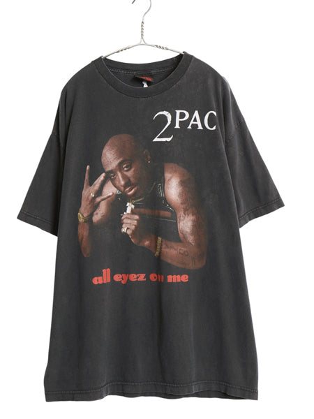 00s ★ 2PAC イラスト プリント Tシャツ メンズ XL 程/ 古着 オールド DEATHROW オフィシャル ヒップホップ ラップ フォト グラフィック 黒