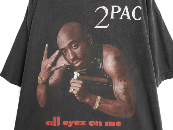 00s ★ 2PAC イラスト プリント Tシャツ メンズ XL 程/ 古着 オールド DEATHROW オフィシャル ヒップホップ ラップ フォト グラフィック 黒