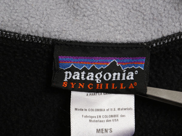 00s パタゴニア シンチラ フリース ベスト メンズ M / 古着 05年製 オールド フルジップ ハイネック アウトドア 重ね着 前開き 黒 シンプル