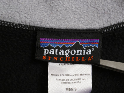 00s パタゴニア シンチラ フリース ベスト メンズ M / 古着 05年製 オールド フルジップ ハイネック アウトドア 重ね着 前開き 黒 シンプル