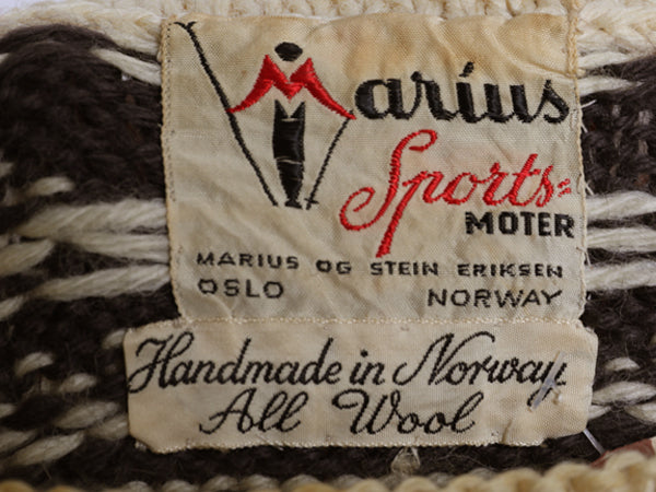 50s 60s ノルウェー製 ★ ノルディック ウール ニット セーター メンズ M 程/ ヴィンテージ ボートネック スキー バーズアイ ツートン 総柄