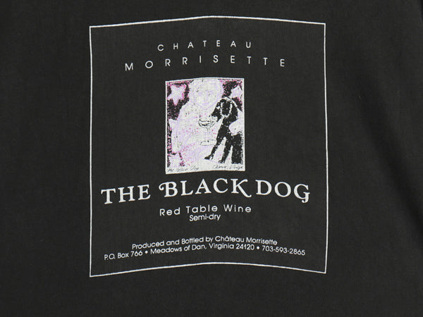90s USA製 企業 イラスト プリント Tシャツ メンズ L / オールド ブラック ドッグ ワイン アート アニマル キャラクター シングルステッチ