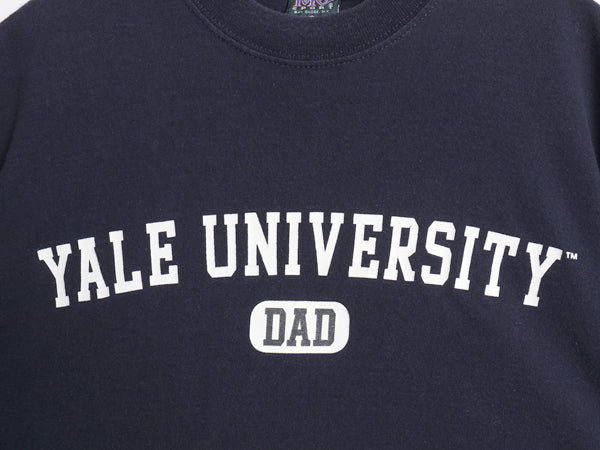 90s YALE 2段 カレッジ プリント 半袖 Tシャツ メンズ XL / オールド イエール カットソー ヘビーウェイト コットン 大きいサイズ ネイビー