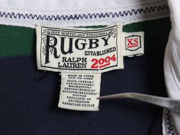 ラグビー ラルフローレン ボーダー ラガーシャツ ワンピース レディース XS / ポロ コットン ラグビー ミニ丈 ひざ上丈 ワンピ ポロシャツ