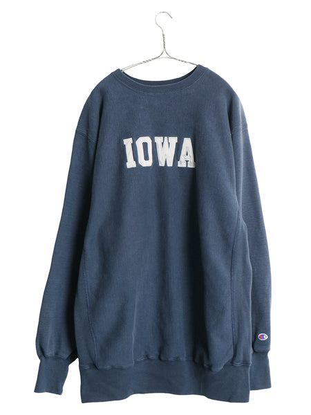 90s チャンピオン リバースウィーブ カレッジ 刺繍 スウェット メンズ XXXL / オールド トレーナー 裏起毛 目付き ネイビー 大きいサイズ