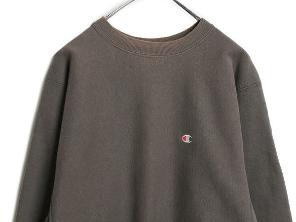 90s USA製 ★ チャンピオン リバースウィーブ スウェット メンズ L / オールド トレーナー ワンポイント 目付き ヘビーウェイト チャコール