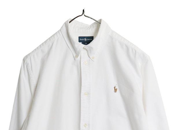 00s ラルフローレン 長袖 ボタンダウン シャツ キッズ 20 XL メンズ S / オールド ポロ オックスフォード コットン ワンポイント ポニー 白