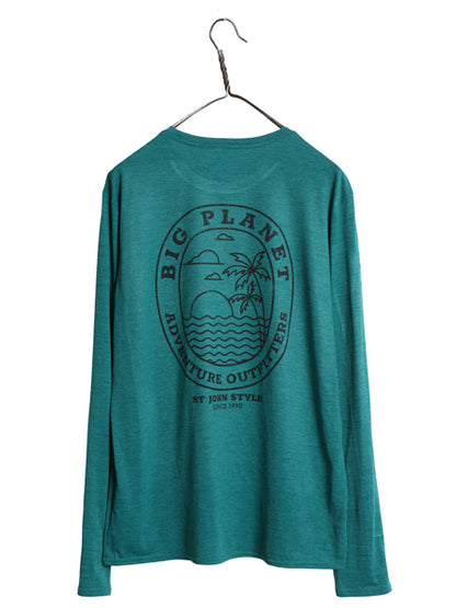 パタゴニア キャプリーン プリント 長袖 Tシャツ メンズ M 21年製 ストレッチ アンダーシャツ 袖プリント インナー スムース 素材 グリーン