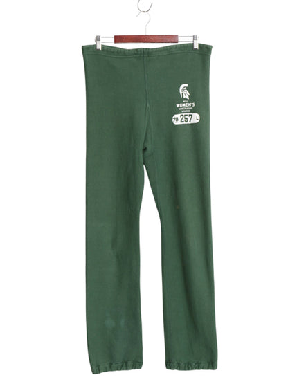 70s 単色タグ ★ チャンピオン リバースウィーブ スウェット パンツ メンズ L / 古着 ヴィンテージ USA製 6段 カレッジ プリント 裏起毛 緑