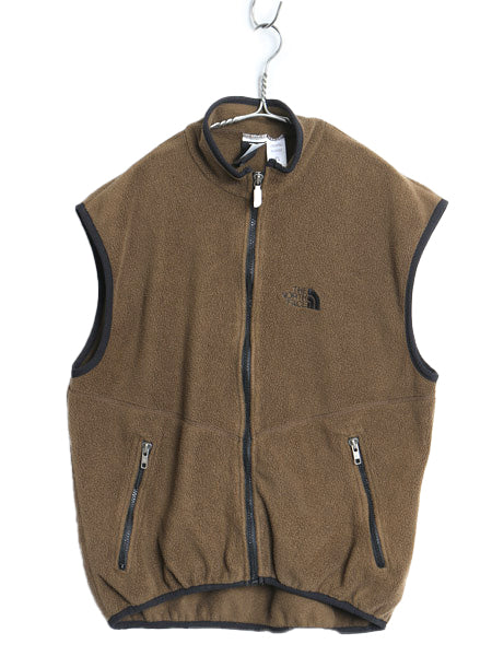 90s USA製 ノースフェイス フルジップ フリース ベスト メンズ M / オールド アウトドア 重ね着 前開き ハイネック シンプル ワンポイント