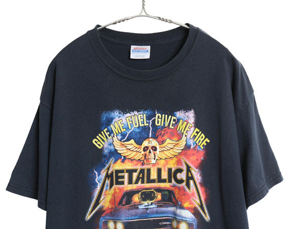 00s メタリカ イラスト プリント Tシャツ メンズ L オールド オフィシャル バンド ロック メタル グラフィック アート ヘビーウェイト 黒