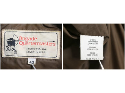 70s 80s USA製 Brigade Quartermasters 本革 レザー A-2 フライト ジャケット メンズ L 程 ヴィンテージ 革ジャン ボンバー ゴートスキン