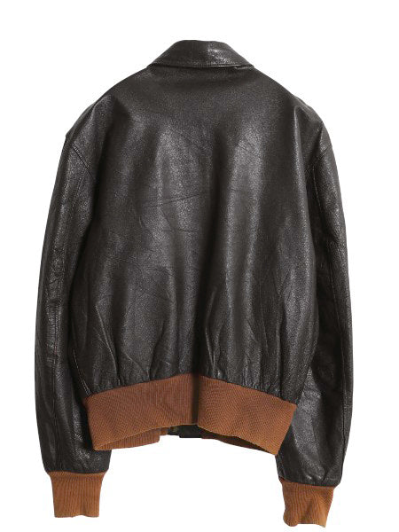 70s 80s USA製 Brigade Quartermasters 本革 レザー A-2 フライト ジャケット メンズ L 程 ヴィンテージ 革ジャン ボンバー ゴートスキン